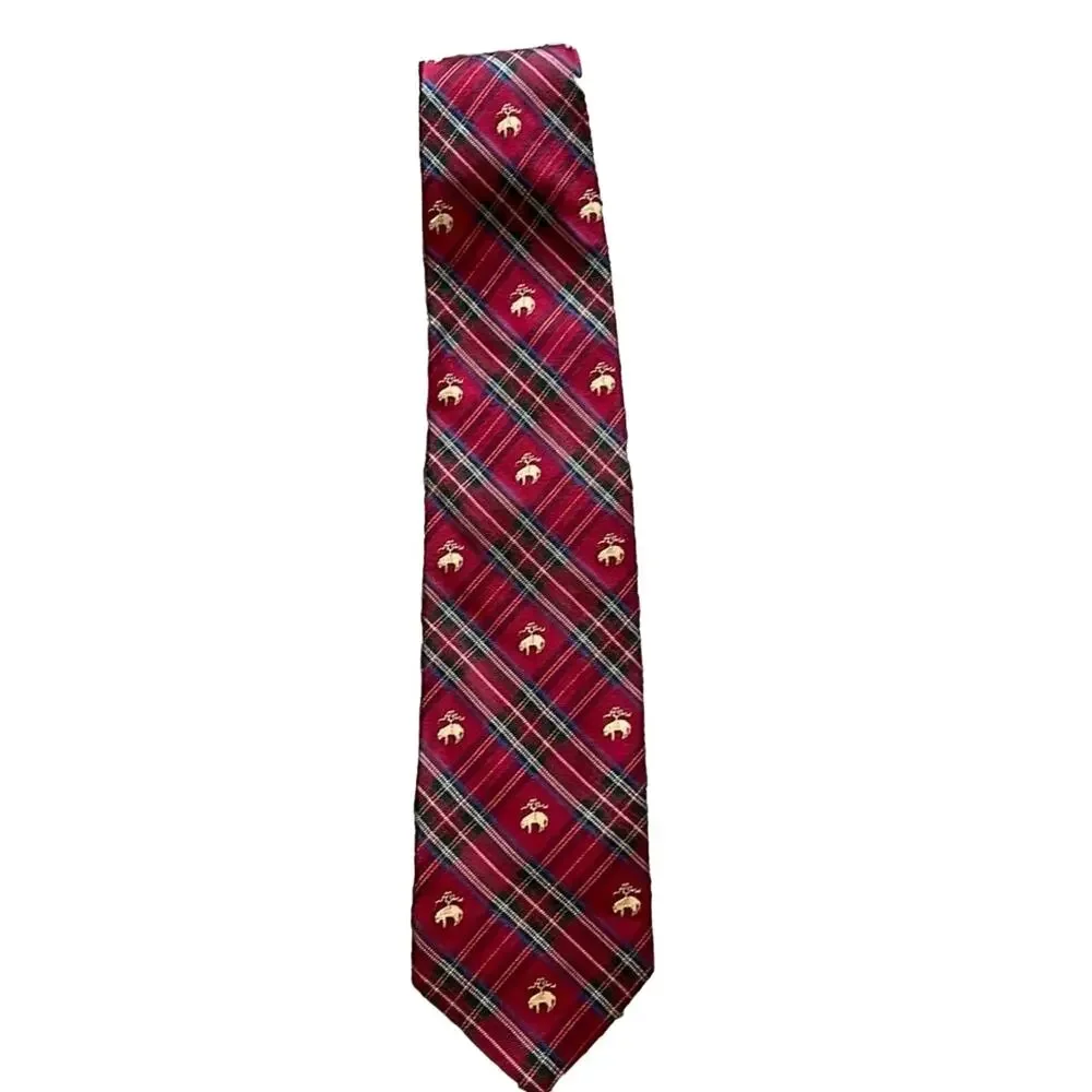 Brooks Brothers Red Plaid Check Logo Silk Tie - Picture 1 of 3